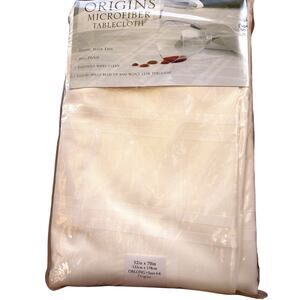 Origins Microfiber Tablecloth Bone Tone on Tone Squares 52x70 New